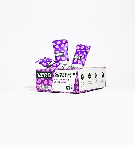 Miniatura 2 de Verb Energy - Barras energéticas con cafeína de masa de galletas, barra energética de 90 calorías y 0.07 oz de azúcar, barras nutricionales aptas