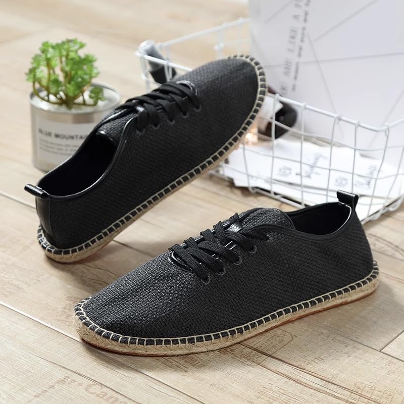 Men Espadrilles Shoes Men's Lace up Casual Canvas Slip on Flat Breathable Espadrille Walking Shoes4