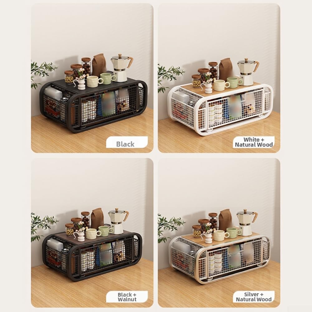Scatola portaoggetti da cucina in stile cassetto, con ferro e legno