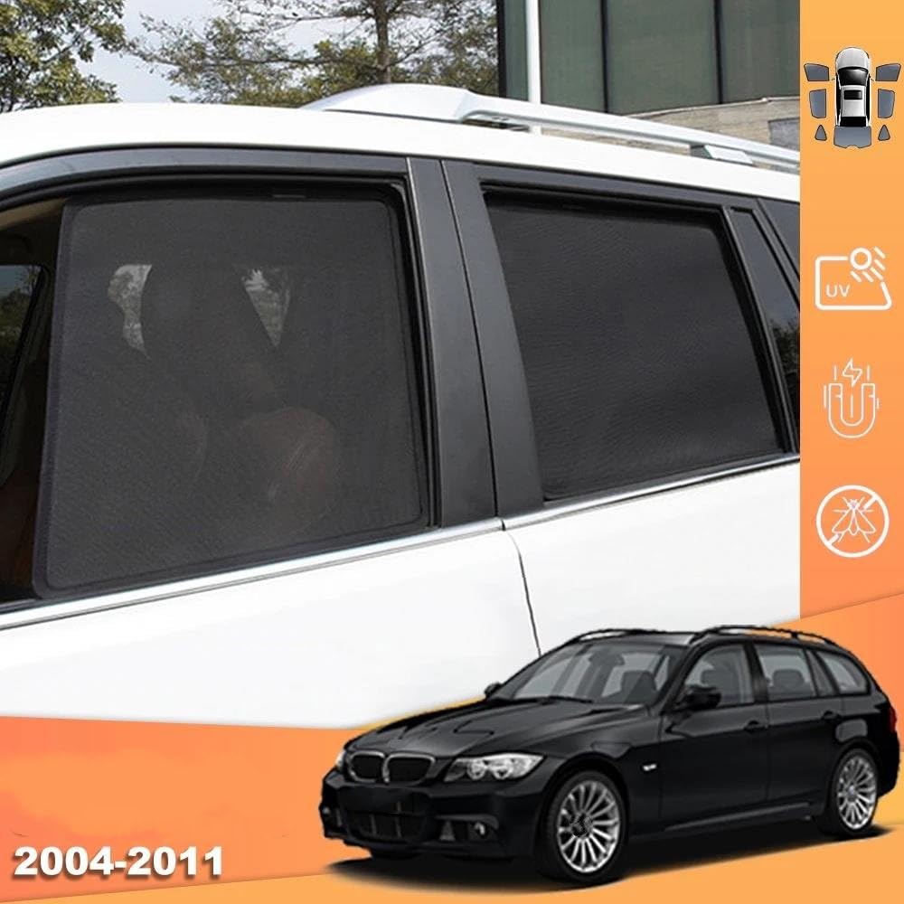 Parasol Coche Lateral para Serie 3 para Touring E91 2005-2011 Parasol Magnético para Coche Parabrisas Delantero Cortina Ventana Lateral Trasera Quitasol Coche(3PCS Train Back)