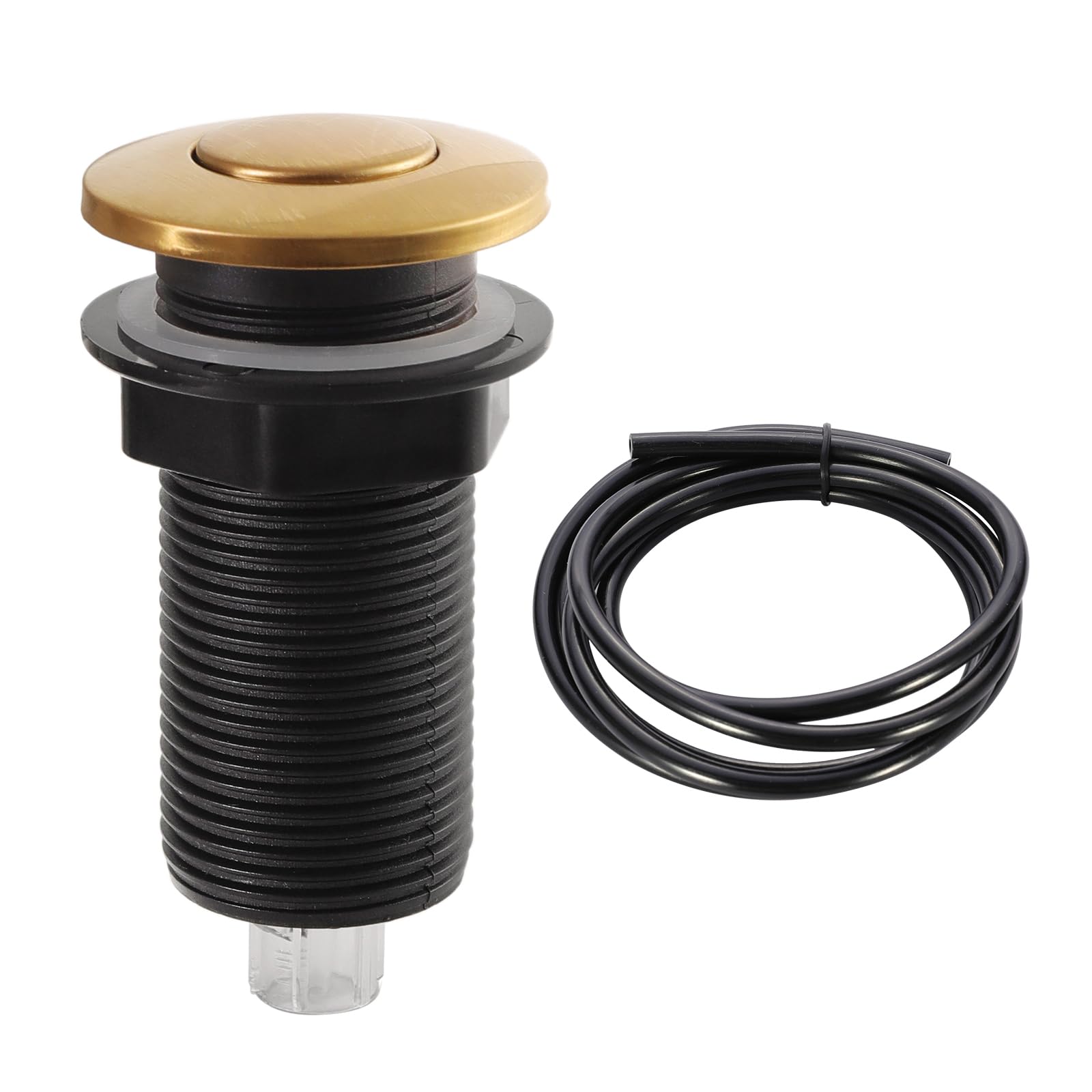 RQYEKDO Interruptor de aire de 6.35 cm para triturador de basura, parte superior larga de acero inoxidable cepillado níquel largo para eliminación de alimentos y residuos, botón de aire de
