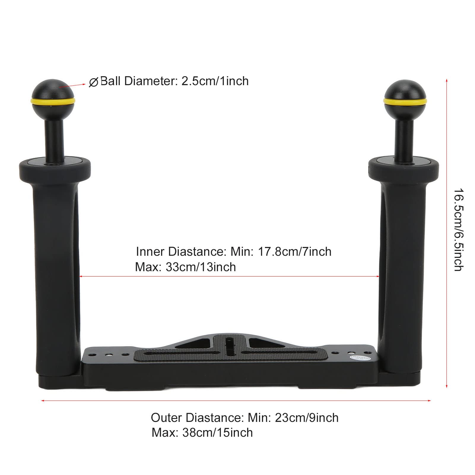 Bandeja para Cámara Subacuática TS 7 de Doble Asa, Estabilizador de Cámara de Acción de Buceo de Aluminio, Soporte de Luz Estabilizador de Cámara Impermeable para Tomas