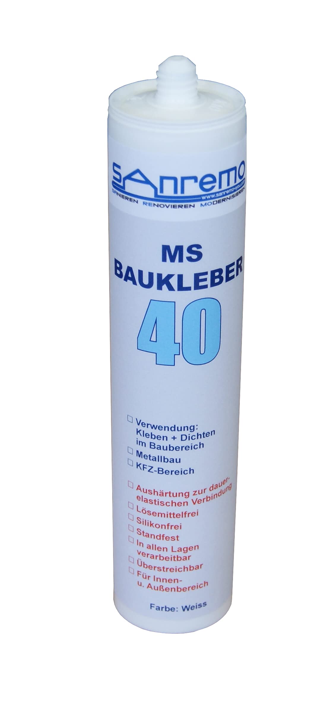 10x Sanremo BAUKLEBER 40 Klebstoff Dichtstoff 290ml Kartusche