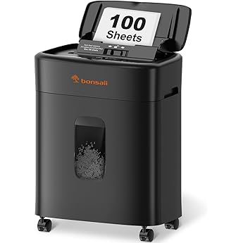 BONSEN 120-Sheet Auto Feed Paper Shredder High Security Micro Cut Shredders for Home Office Use/ 30 Minutes/Security Level P-4, 6-Gallon Bin (S3110)