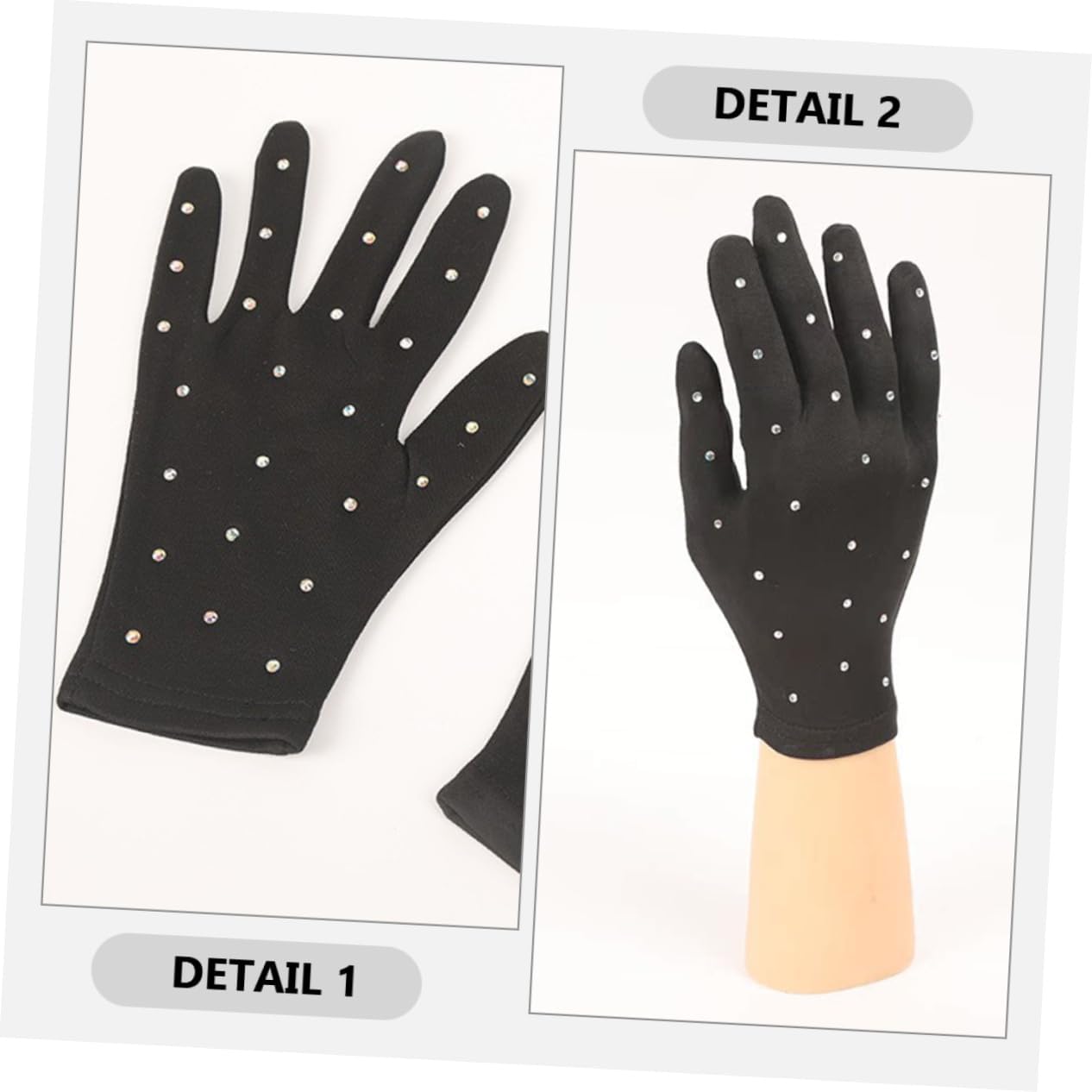 Holibanna Decorative Figure Skating Gloves for Girls 1 Pair Non- Gloves Rhinestones for Dance Parties and Performances
