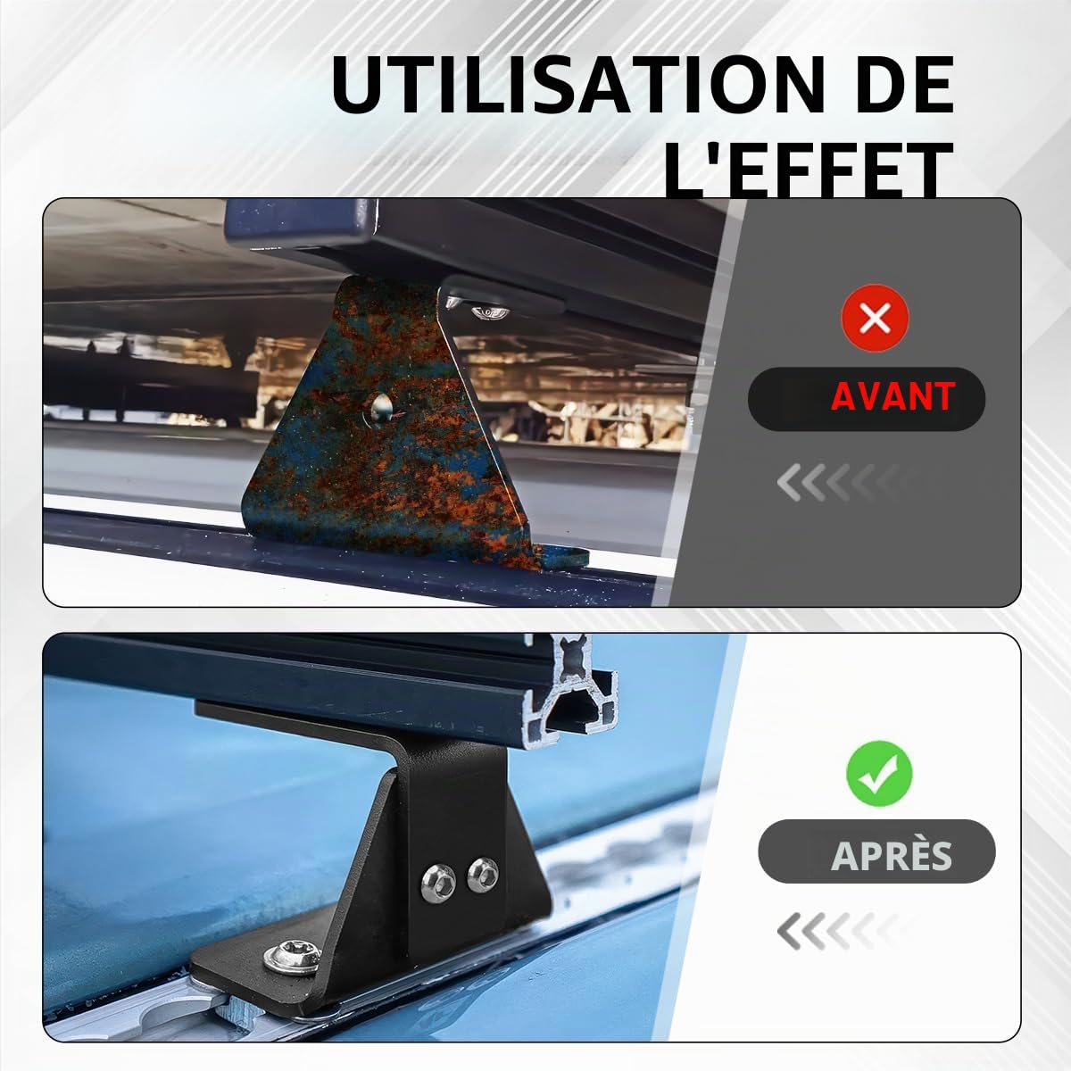 Support de toit double réglable M6/M8 90° 65 mm pour kit de montage de barres de toit Alpharack