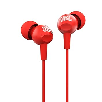 (Renewed) JBL C100SI in-Ear Headphones with Mic (Red)