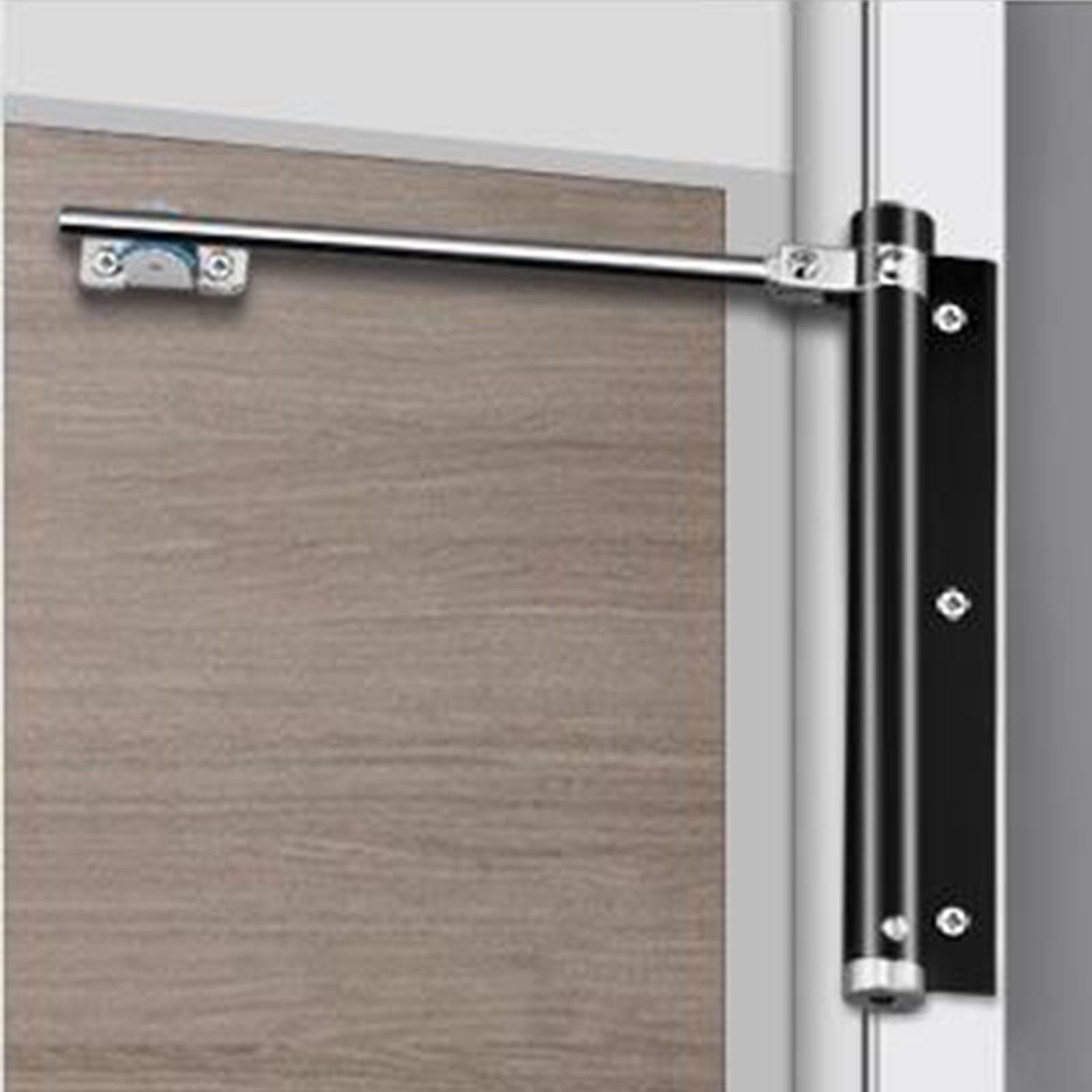 zeng Chiudiporta Automatico Regolabile in Acciaio Inox - per Porte Legno/Alluminio 20-40kg - Montaggio Superficiale Nero (2 Pezzi)