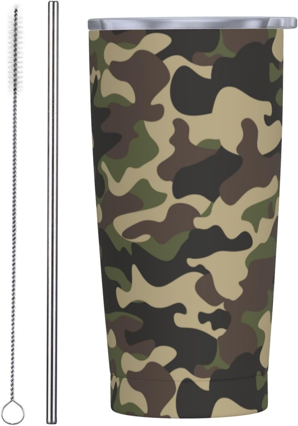 Worltoldb Camo 20oz Insulated Stainless Steel Tumbler With Lids And Straws Stainless Steel Double Wall Vacuum Insulated Travel Coffee Mug Leak-Proof Lid & Flip Lid For Hot And Cold Drinks