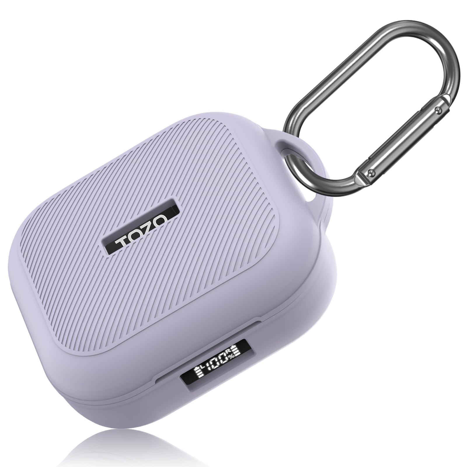 PUCGUE for TOZO OpenEgo True Wireless Open-Ear Headphones Case Cover, Silicone Case for TOZO OpenEgo Earbuds, Full-Body Anti-Scratch Protective Skin Cover for TOZO OpenEgo with Carabiner (Purple)