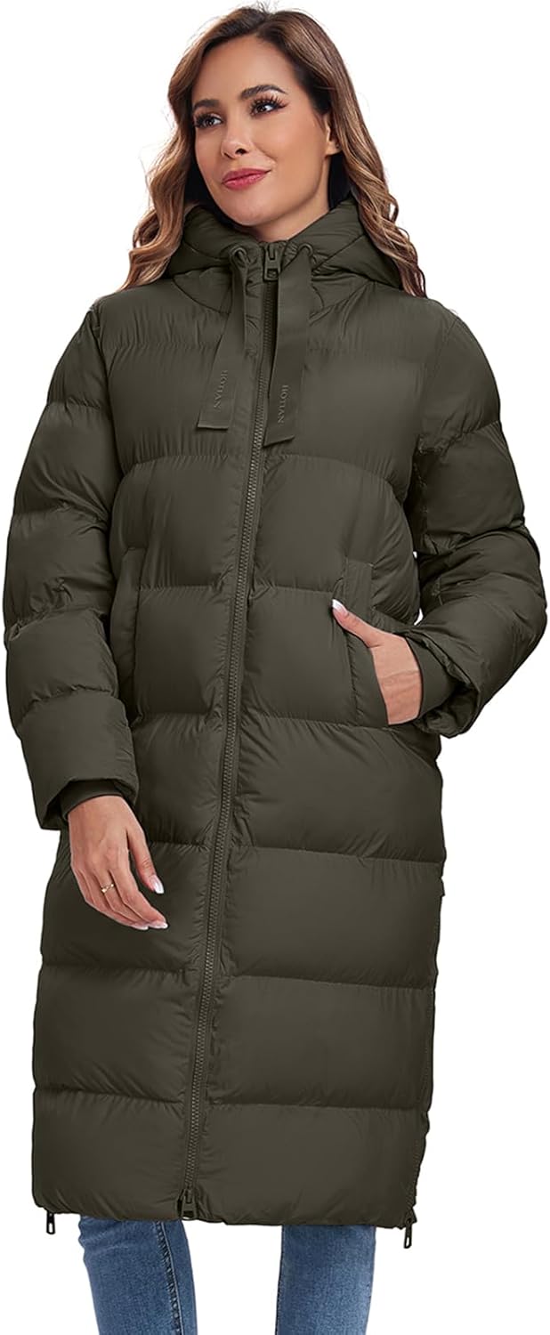 HOTIAN Womens Winter Maxi Long Puffer Coat Thicken Hooded Down Quilted Padded Jacket Winter Warm Outerwear - Image 2