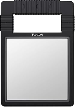 TASALON Hand Mirror, Handheld Mirror Unbreakable Shatterproof with Silicone Handle for Barber, Shower, Makeup and Salon - Black