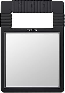 TASALON Hand Mirrors with Handle - Unbreakable Hand Mirror - Unbreakable Handheld Mirror with Silicone Handle for Barber Mirror, Salon Mirror, Makeup Mirror or Shower Mirror, Hand Held Mirror - Black