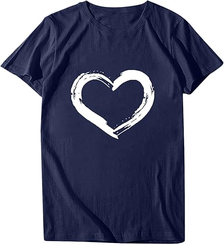 Miniatura 3 de Camisetas para el día de San Valentín 2024 para mujer, lindas camisetas con estampado de corazón de amor, camisetas casuales de manga corta con