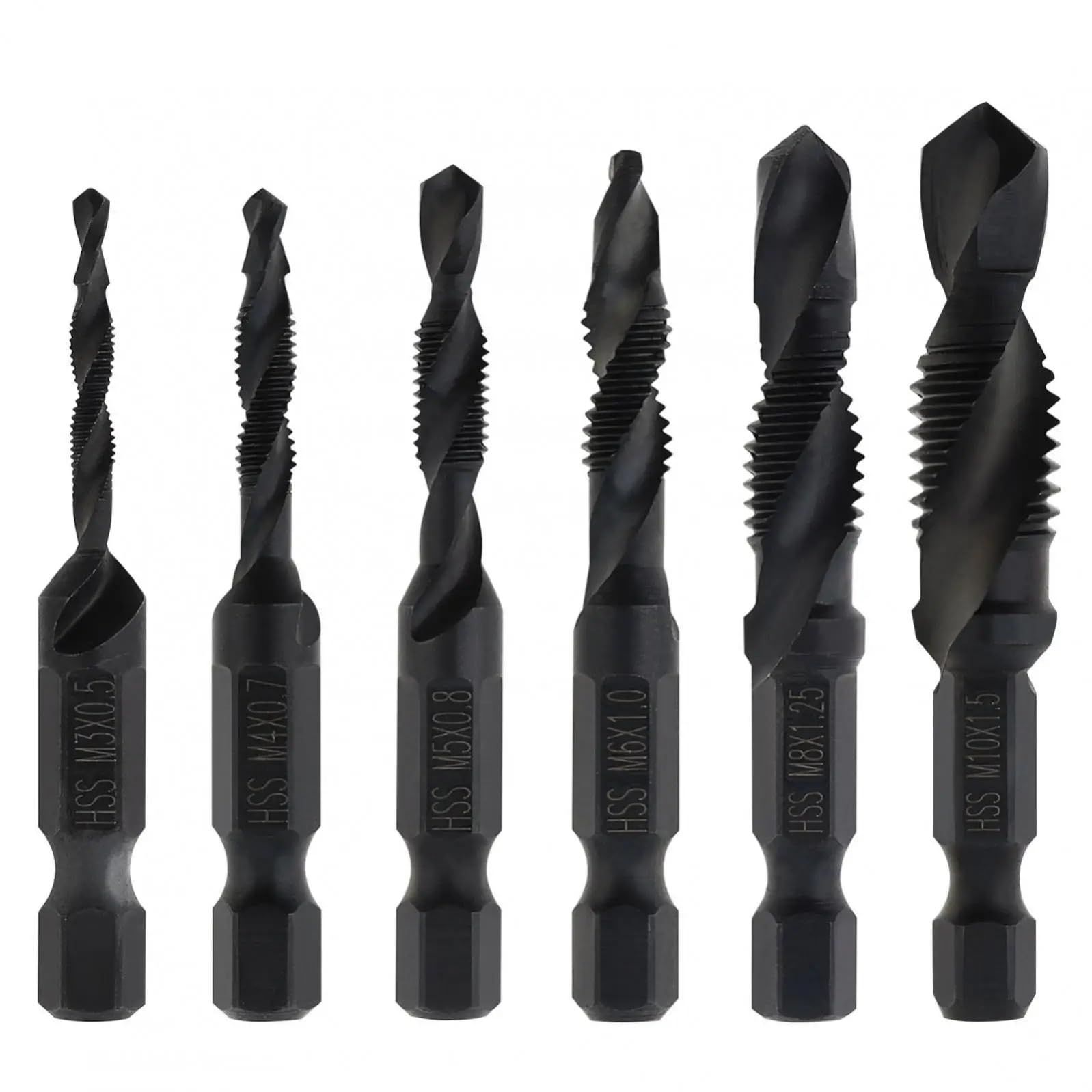 Juego de brocas y brocas combinadas de 6/13 Uds., juego de brocas métricas/SAE for taladrar/roscar/avellanar con adaptador de cambio rápido(13pcs kit)