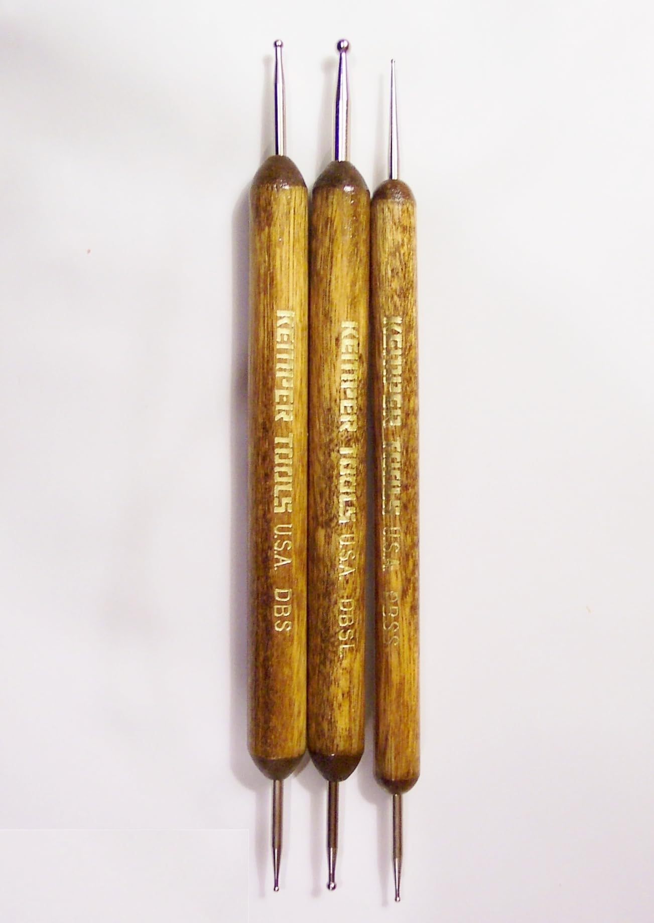 Morezmore M00085 3pc Kemper Double Ended Ball Stylus Set of 3 Sizes Small Medium Large 0.5-2.5 mm Clay Sculpting Tool QC1