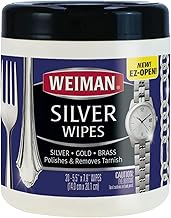 Weiman Jewelry Polish Cleaner, Tarnish Remover Wipes - 20 Count - Use on Silver Jewelry Antique Silver Gold Brass Copper and Aluminum