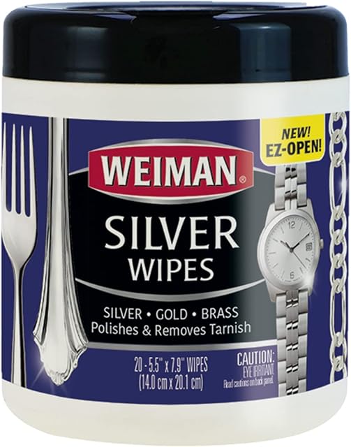 Weiman Silver Wipes for Cleaning and Polishing Silver Jewelry, Sterling Silver, Silver Plate and Fine Antique Silver - 20 Count