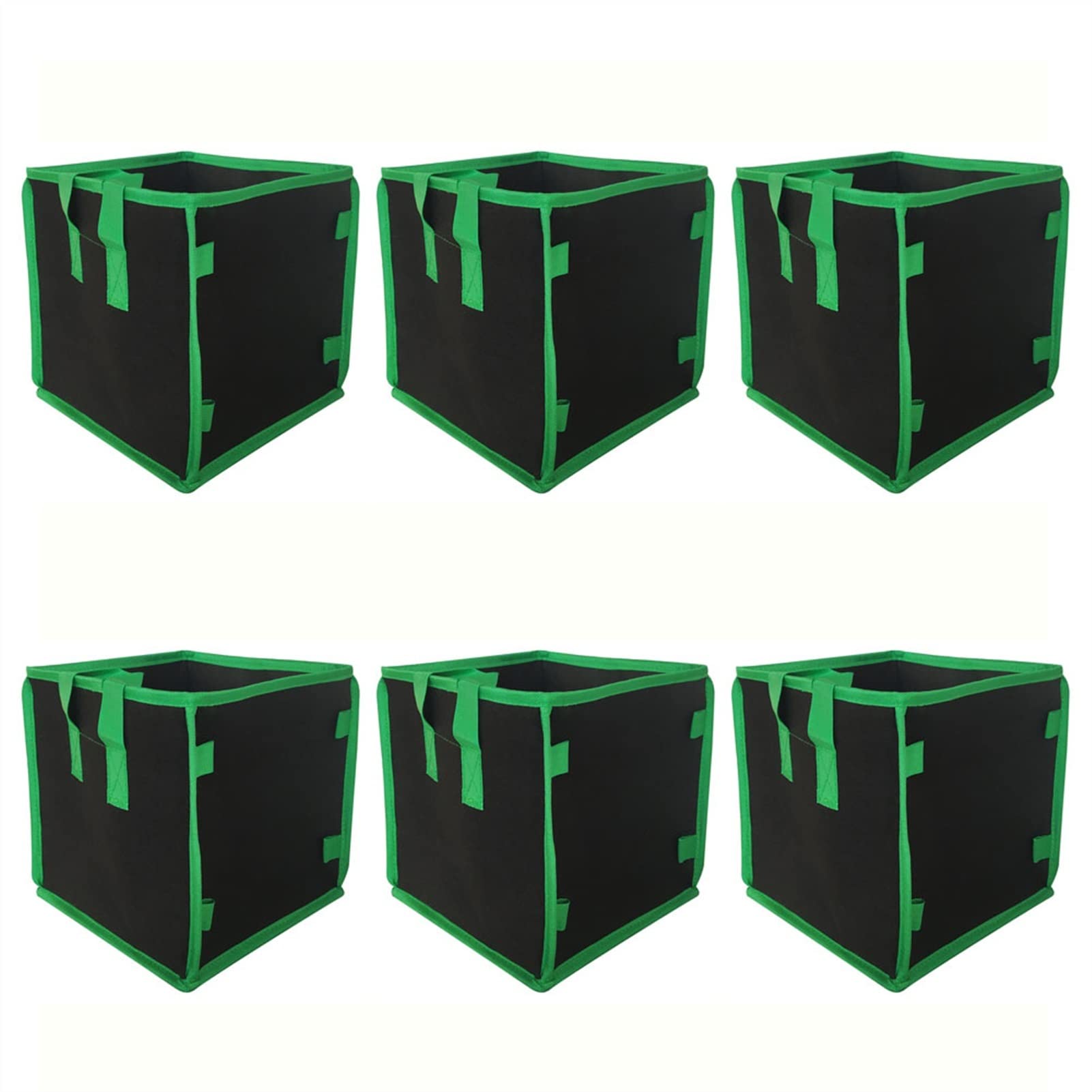 Paquete de 6 Bolsas de Cultivo cuadradas, Bolsas de Tela Gruesa con Asas, recipientes for macetas de jardín for el Cultivo de Flores y Verduras, Verde (Blanco : Verde, Size : 25x25x25cm(4gal))