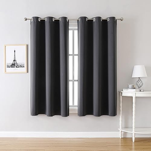 Miniatura 2 de ChrisDowa - Cortinas blackout con ojales para habitación y sala, juego de 2 paneles de cortinas con aislamiento térmico, gris oscuro, 42 x 63