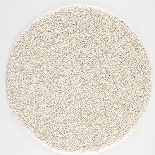 SANAT Tapis Rond, à Poils Longs, Moderne, pour Salon, Chambre à Coucher, Salle à Manger ou Chambre d'enfant, crème, Dimensions : 150 x 150 cm – vue 6