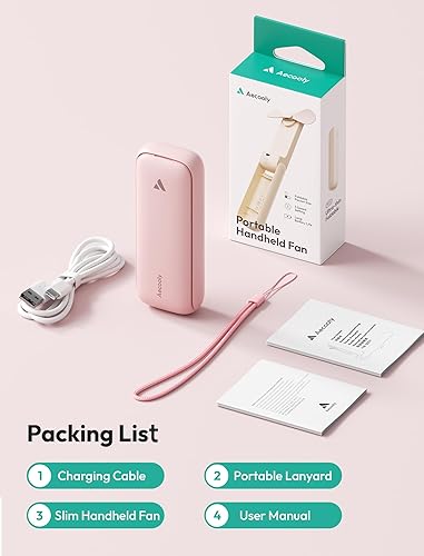 Miniatura 7 de Aecooly Ventilador Portátil Delgado Paquete de 2, Ventilador de Mano Delgado, Mini Personal Recargable por USB [Tiempo Máximo de Enfriamiento 24H]