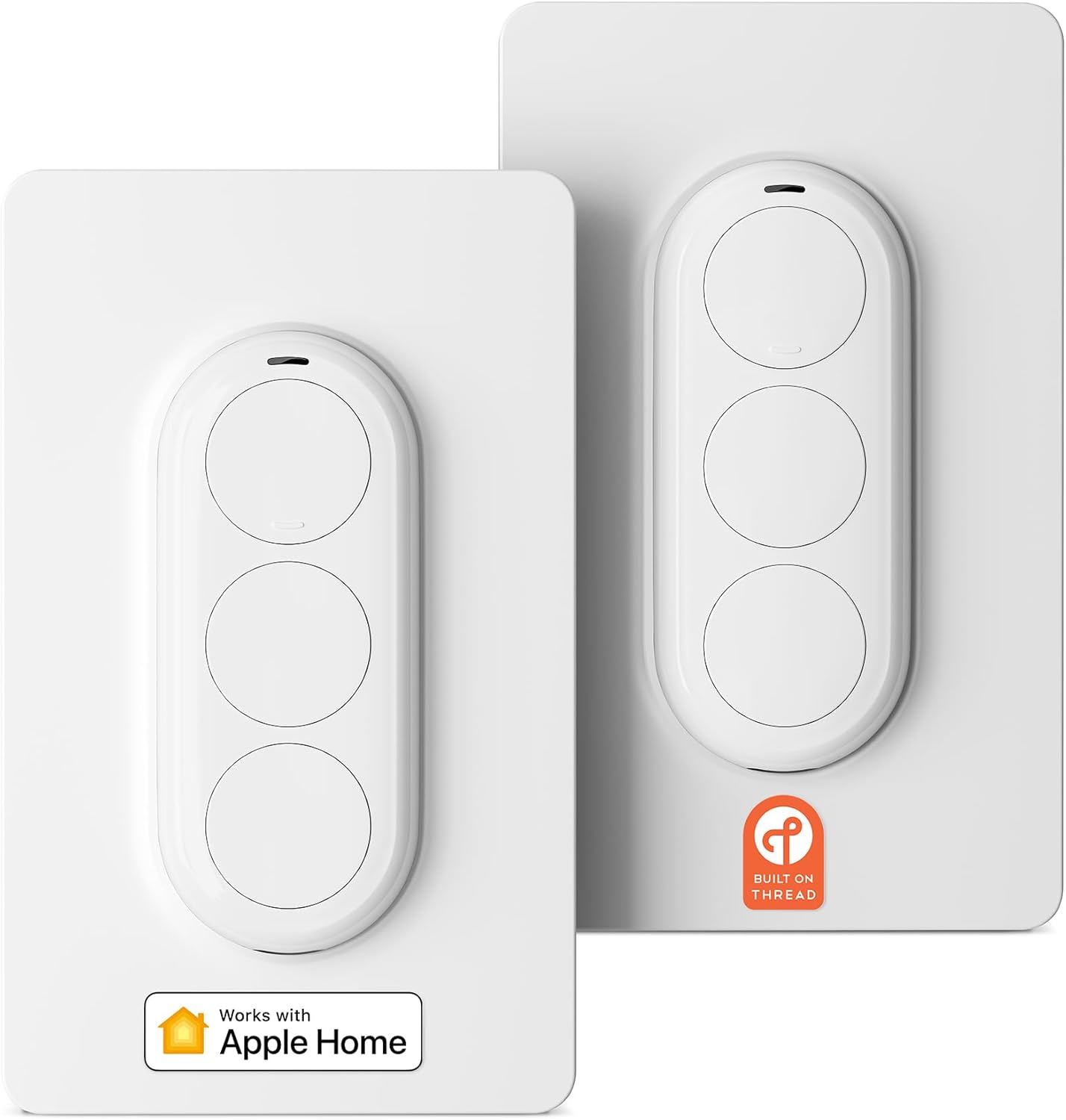 Airversa Smart HomeKit Button Controller, 3-Button Smart Switch, Works with Apple Home over Thread (Home Hub Needed), HomeKit Trigger, Apple Home Ecosystem Exclusive QliQ AC1 White-2 Packs
