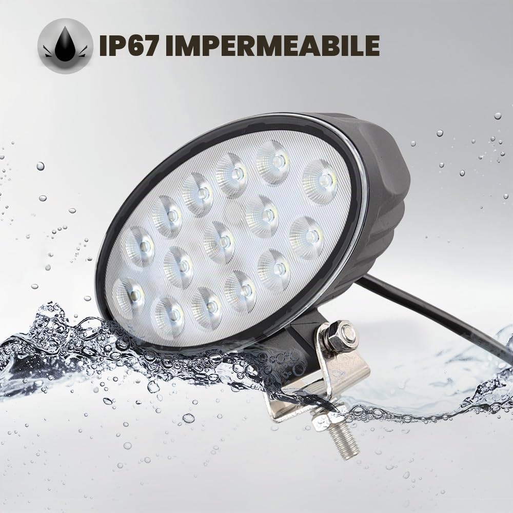 75W Faro da Lavoro Ovale 12V/24V con Fissaggio a Vite/Fascetta Girevole per Camion, Moto, Barca, SUV