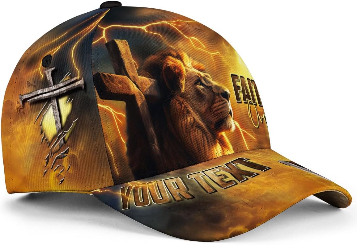 Custom Faith Over Fear Hats for Men Women, Customized Cross Hats, Christian Gifts for Men, Christian Hats, Jesus Hat