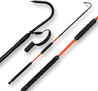 Fiblink Fishing Gaff with Stainless Steel Hook Fiberglass Pole Non-Slip Grip Handle Hook Gaff 3& 5& 6& 7, 66 lb Test