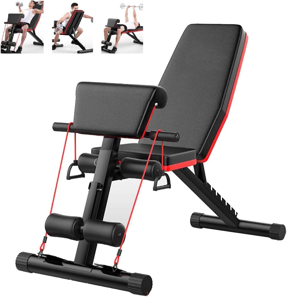 MAAS Adjustable Weight Bench, Folding Supine Board Roman Stool Pastor Stool Dumbbell Stool 4 In 1, Full Body Muscle Training Fitness Equipment