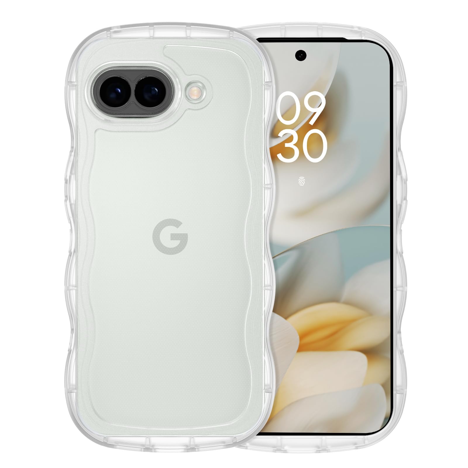 GUAGUA Google Pixel 10A ケース クリア ウェーブ ピクセル 10a ソフト TPU うねうね 純透明 ケース マツと感 人気 韓国 耐衝撃 超軽量 薄型 おしゃれ 黄ばみなし アクスタが入る スマホケース pixel10a ワイヤレス充電対応 ストラップホール付き グーグルピクセル10a なみなみ カバー