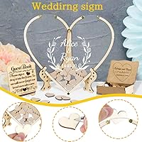 Vista 5 de Attention Libro de invitados de boda, libro de invitados con forma de corazón, con caja y 100 corazones, libro de invitados de boda alternativo