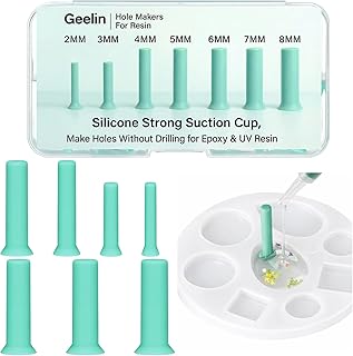 Geelin Hole Maker for Resin, 7 Sizes(2/3/4/5/6/7/8mm) 35pcs Make Holes Without Drilling for Epoxy UV Resin, Holes Tools for Jewelry Making, DIY Craft Pendant Decoration, Pet Tag, Keychain