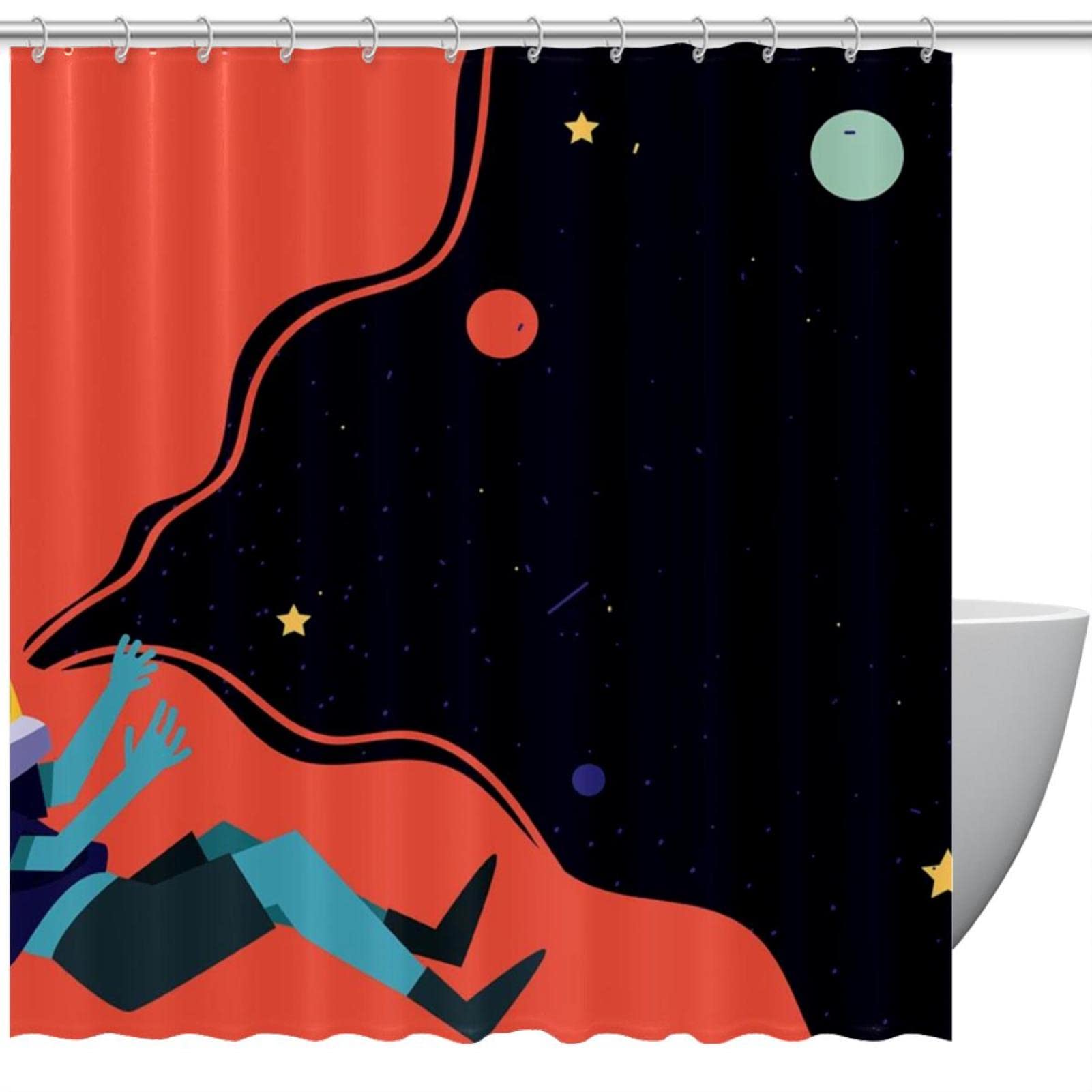 Rideau de douche abstrait galaxie tissu anti-moisissure 183 cm