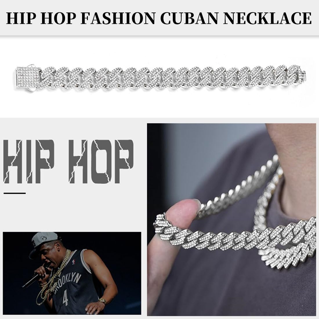 Collane da uomo,Catena cubana Rap Hip Hop, 50 cm