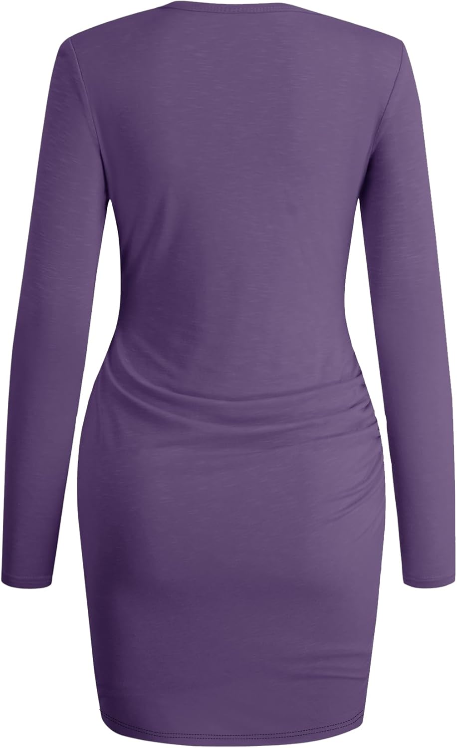 AUXDIO Women Bodycon Long Sleeve Dresses Casual Ruched Wrap 2026 Spring Fall Party Club Mini Dress - Image 6