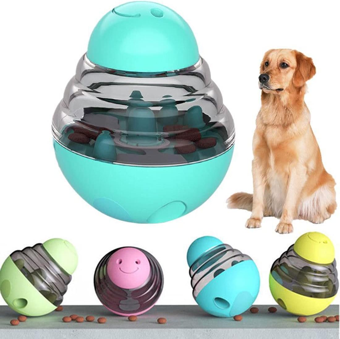 Yeahbudddy IQ Dog Treat Ball,Dog Tumbler Interactive Treat Ball, Slow Food Dispensing Toy for Dogs Playing Chasing Chewing
