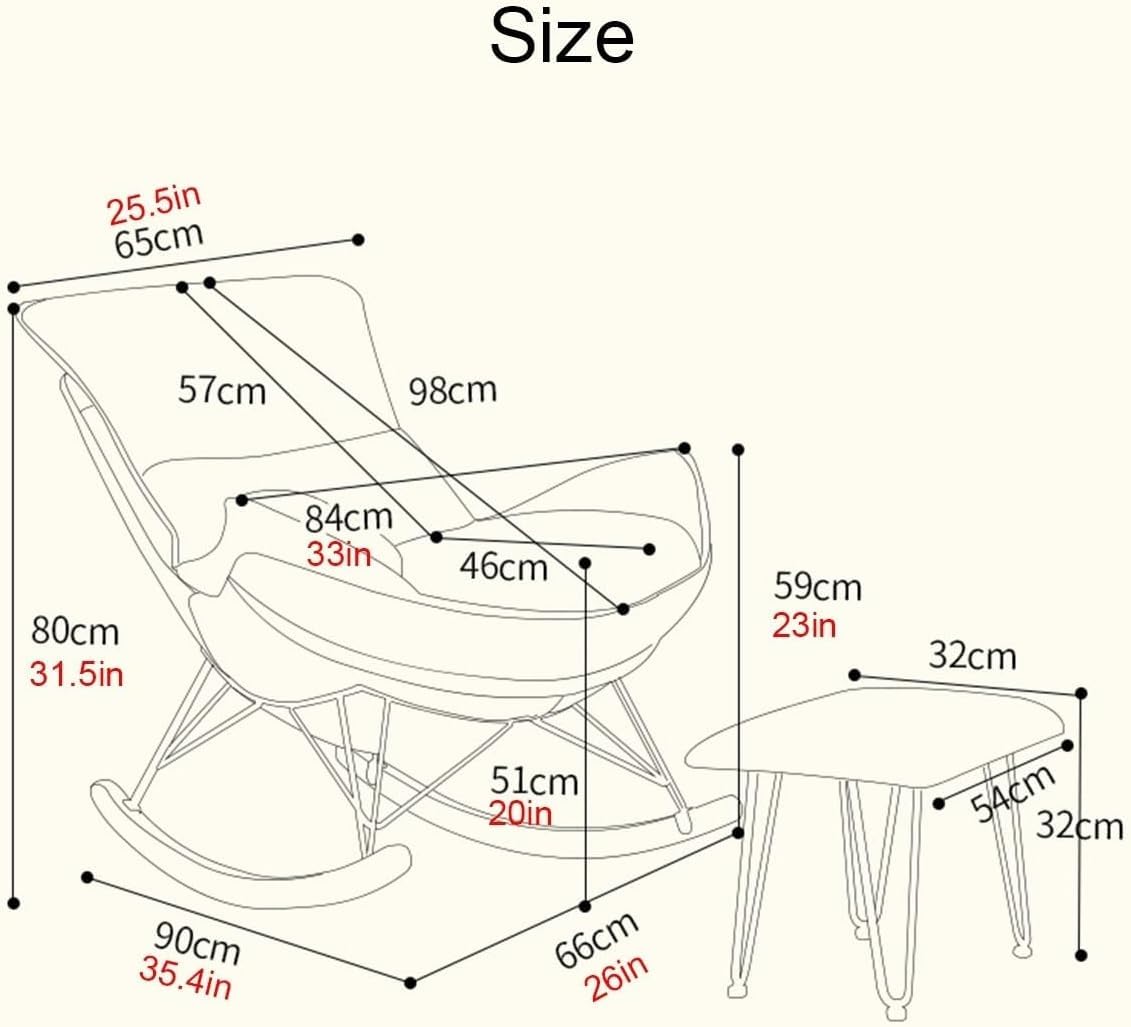 Juego de Mecedora y reposapiés de Ocio, Mecedora con Taburete para pies, Silla Relajante para balcón, Mecedora reclinable para Sala de Estar, sillón Moderno, Silla para Dormir Suave, Silla d