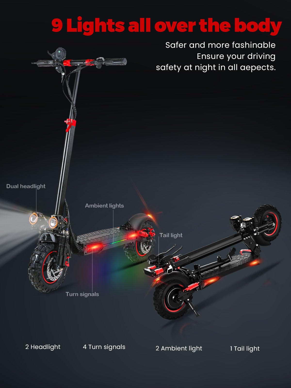 1200W Patinete Electrico Adultos Plegable E-Scooter - 45-55km Autonomía, 11" Neumáticos Todo Terreno Patinetes Eléctricos Todoterreno, IPX5,Doble Frenos & Suspensión, 3 Modos Velocidad, Carga 150 kg