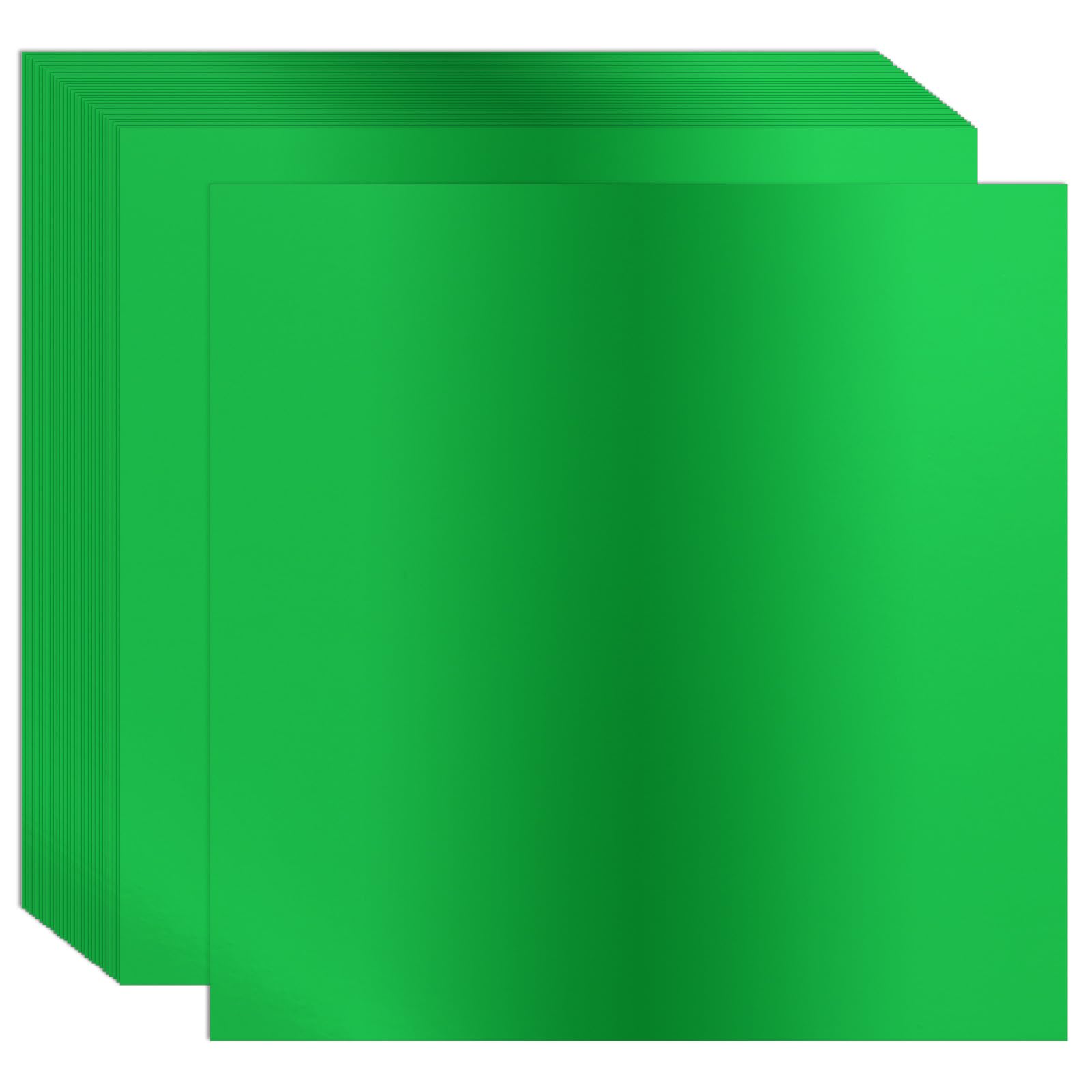 PATIKIL 12x12 Inch Metallic Cardstock Paper, 30 Pcs 250GSM Foil Mirror Finish Card Stock Board Sheet for Crafting Wedding Decoration Invitations Art DIY, Green