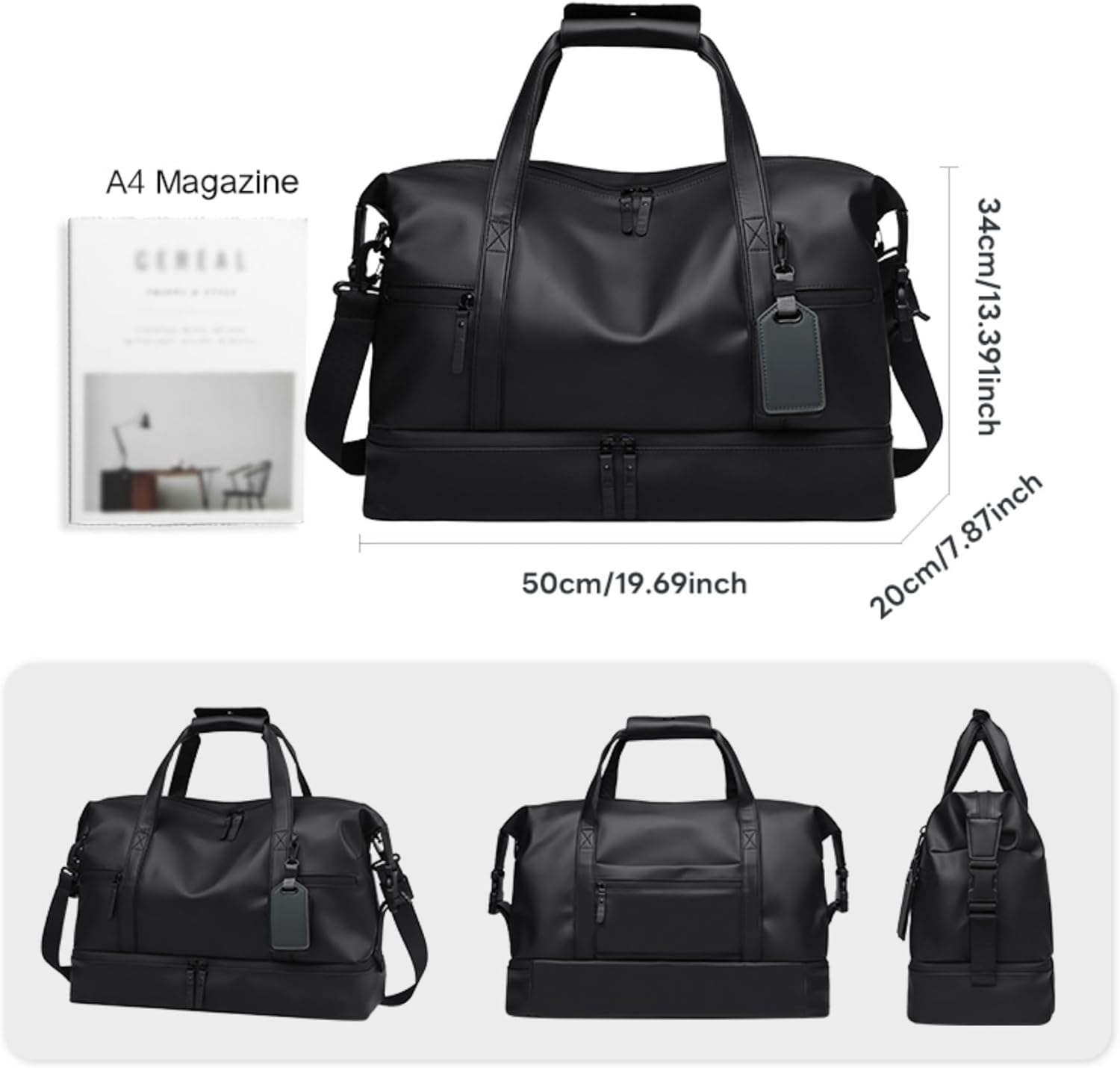 JUMAHE Gym Duffel Bag, PU Travel Bags Foldable Sports Duffle with Shoe Compartment & Wet Pocket, Lightweight & Water-Resistant for Workout, Weekender Sports Bag Daily Use Tote Carry On Luggage Bag