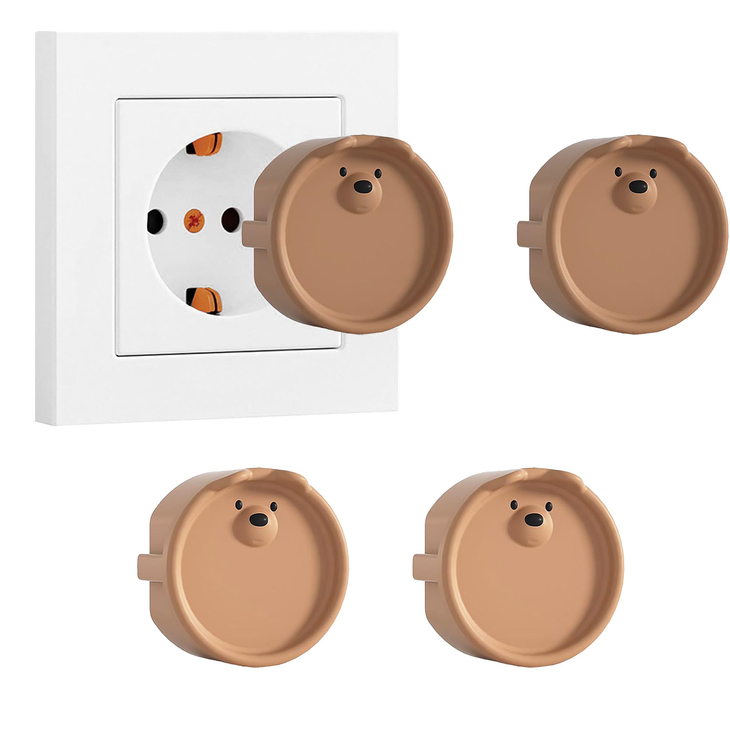 LLMtn 4 stuks siliconen doos, decoratieve afdekking, stofkap voor F-type stopcontacten, decoratieve afdekkingen, stofafdekkingen, beschermingsapparaat (4 uilen