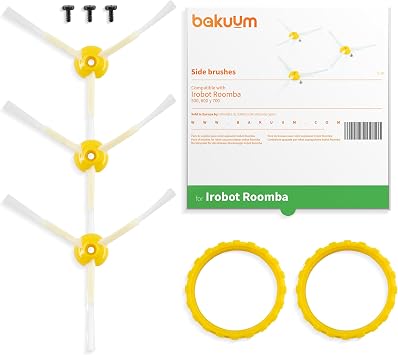 Pack of 3 Side Brushes x3 Screws for iRobot Roomba Series 500 600 700 Ultra Durable Bristle Brushes