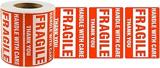 SJPACK 500 Fragile Stickers 1 Roll 2" x 3" Fragile - Handle with Care - Thank You Shipping Labels Stickers (500 Labels/Roll)