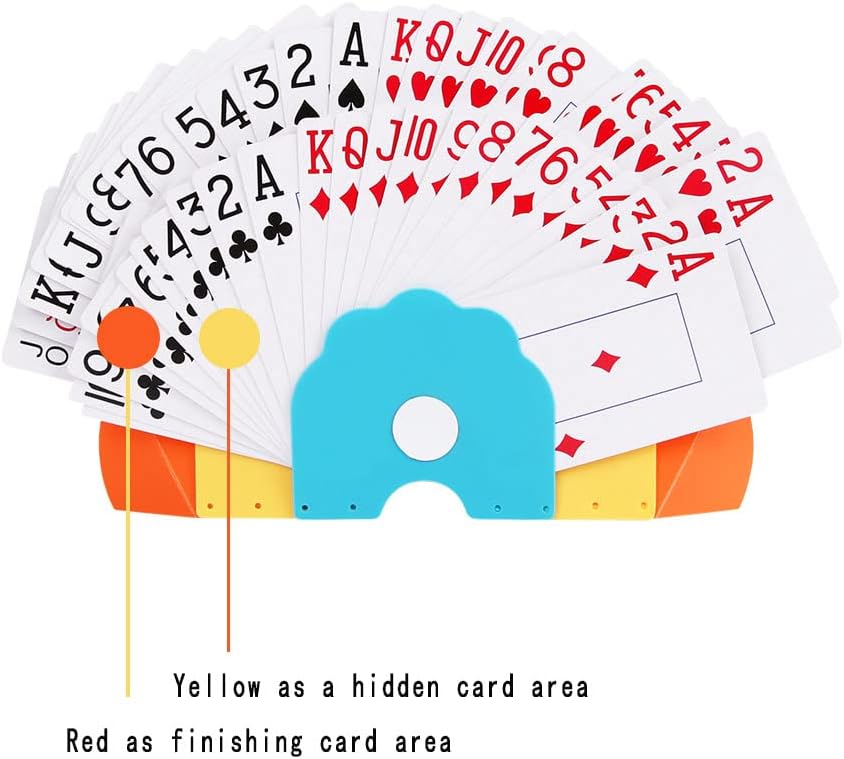Hands-Free Card Holders for Kids: 4 PCS Portable Set Poker Parties | 20-30 cards | reusable BPA-free light plastic | hands-free kids/adults ideal travel/party/family nights | dual-slot fan view