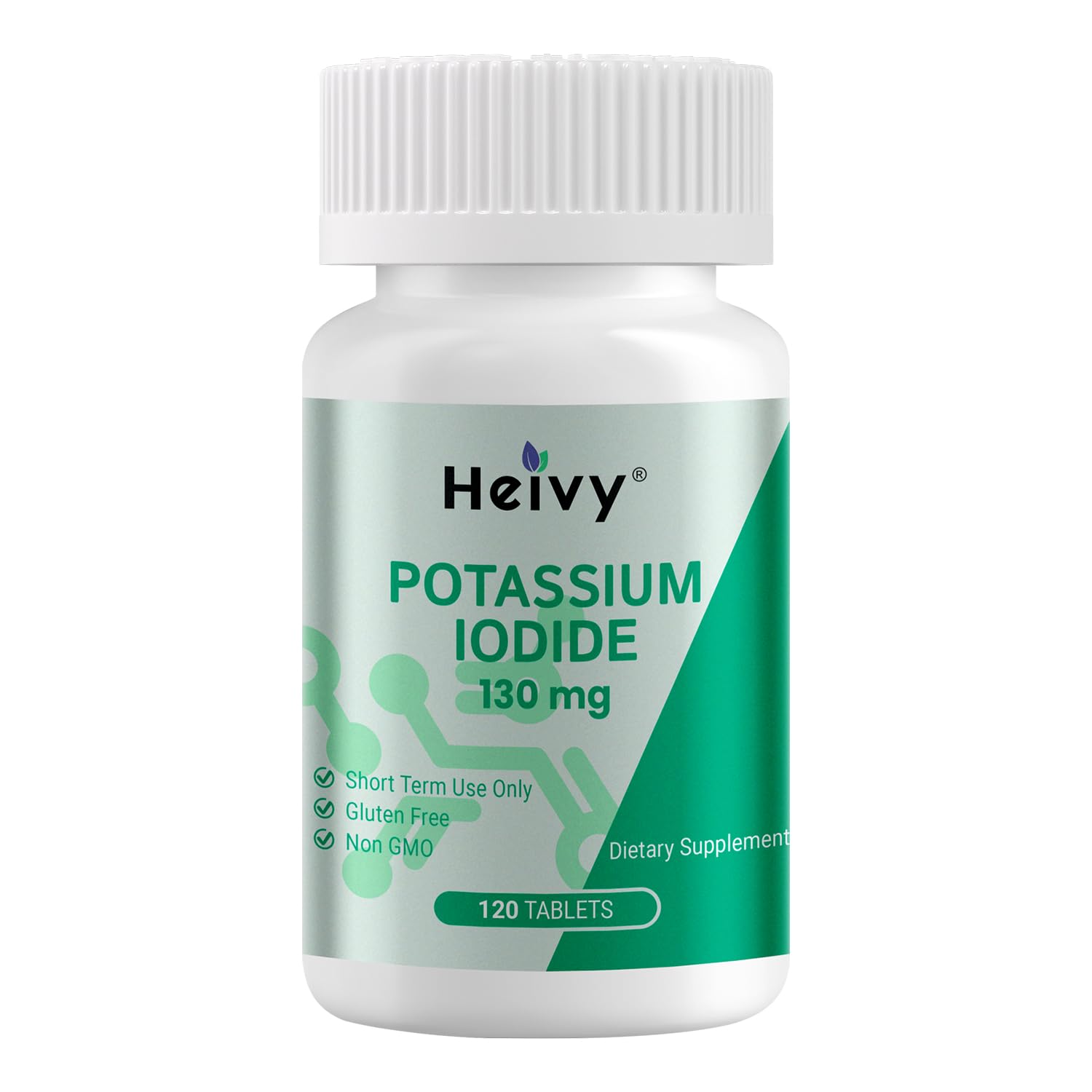 Heivy Potassium Iodide 130mg - 120 KI Tablets – Potassium & Iodine Supplement for Thyroid Health & Immune Support, YODO Naciente, Yoduro de Potasio – Made in USA