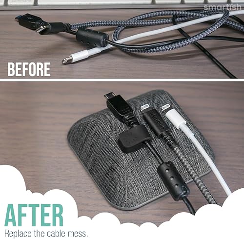 Miniatura 5 de Smartish - Organizador de cables magnéticos - Organizador de cables con base magnética para su mesita de noche (seda) - No. 2 lápices gris