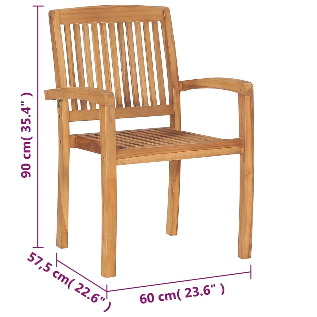Juego de 8 sillas apilables de madera maciza de teca para balcón, terraza, jardín y balcón