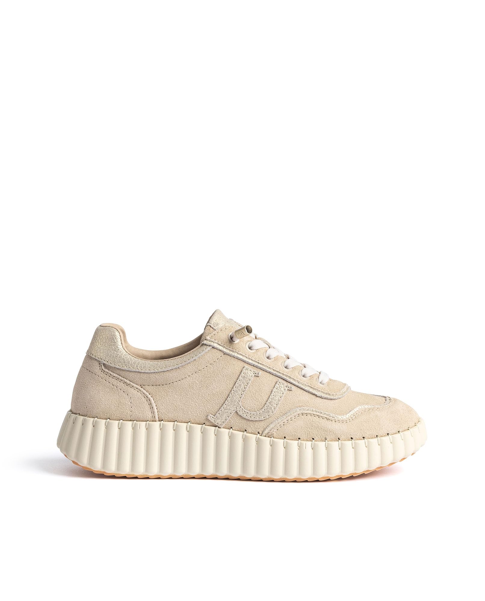 Yokono Sneaker VANNA-​105 Dorado | Zapatos Mujer Primavera-​Verano | Piel Vacuna Serraje | 2 CM